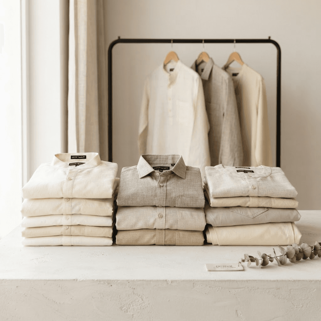Premium export surplus garments — kurtas and ethnic wear in muted tones
